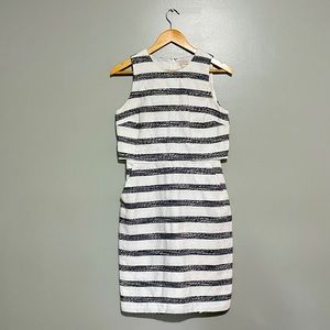 J. Crew gray & white tweed striped popover dress